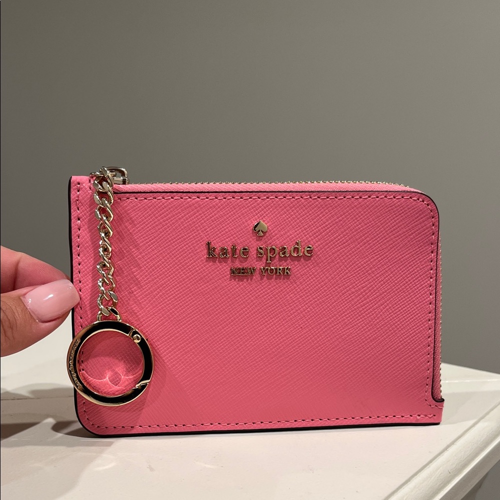 Kate Spade Medium L Zip Chain Wallet Blossom Pink